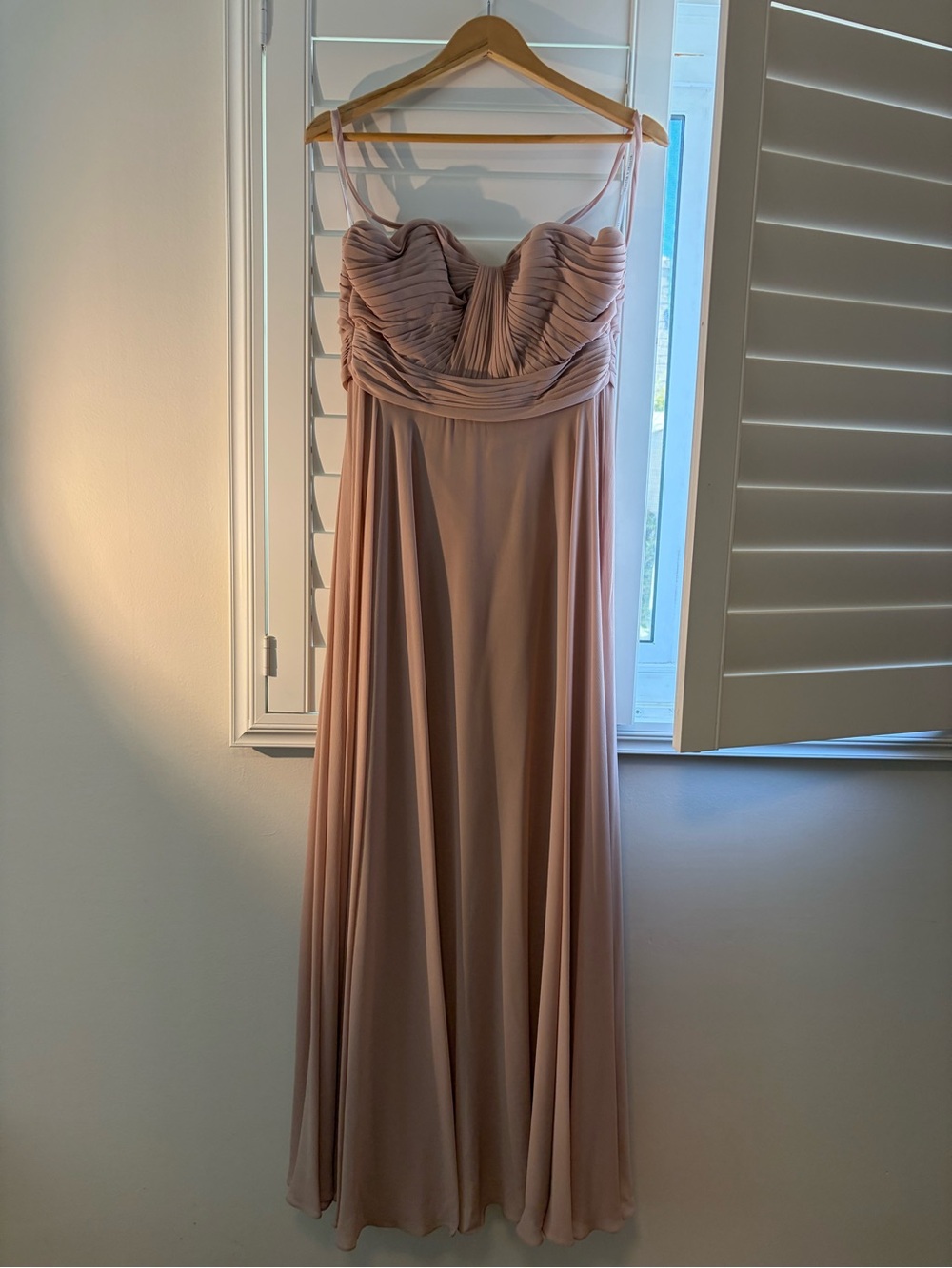 Watters & Watters Romantic Dusty Rose Ruched Chiffon Bridesmaid Dress